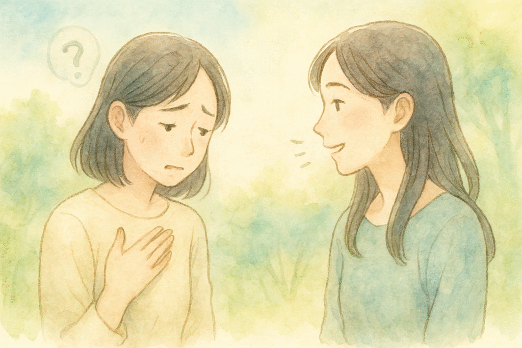 会話をするときの、ほんの短いメッセージ、相手の声のトーン、ほんの少しの間の無表情。
「私が悪いのかな」と自己否定の声が膨らんでいくイメージ。